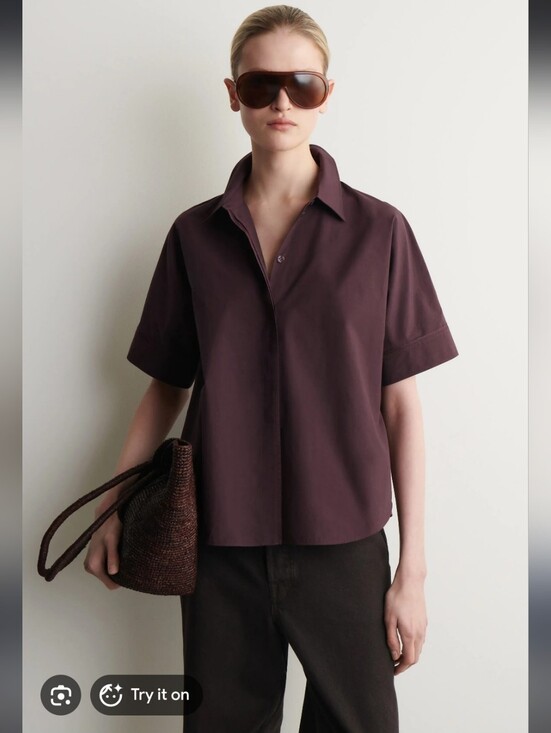 COS Tops - COS OVERSIZED SHORT-SLEEVED COTTON SHIRT- 2